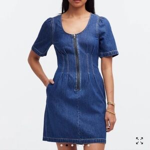 Madewell Denim Darted Mini Dress in Pixie Wash.